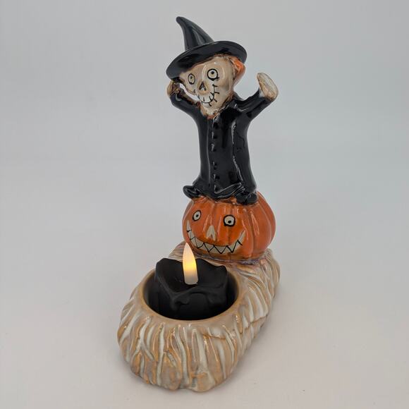 Lil Skeleton Witch Halloween Tealight Candle Holder - Yankee Candle Boney Bunch - Picture 1 of 10